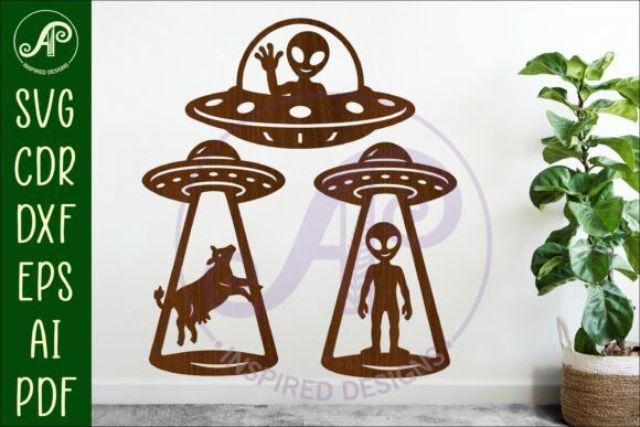 Alien Silhouette Shapes, UFO Cut Outs 4