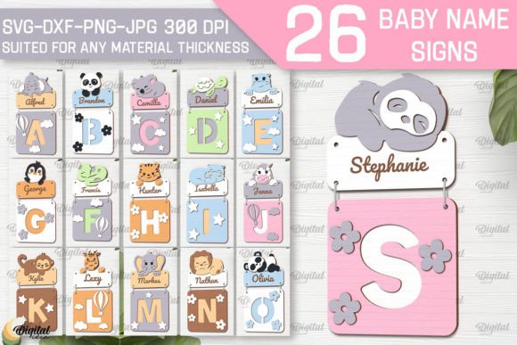 Baby Name Signs Laser Cut Bundle: Creative Design Files