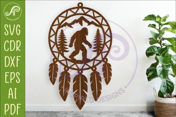 Bigfoot Dreamcatcher Laser Cut File: Unique Wall Art