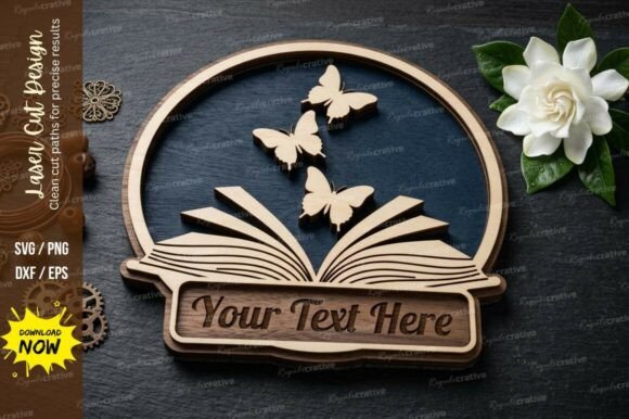 Book Butterfly Frame Laser Cut Svg: Elegant Design File