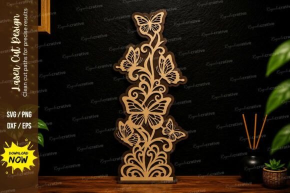 Butterfly Vertical Border Laser Cut Svg