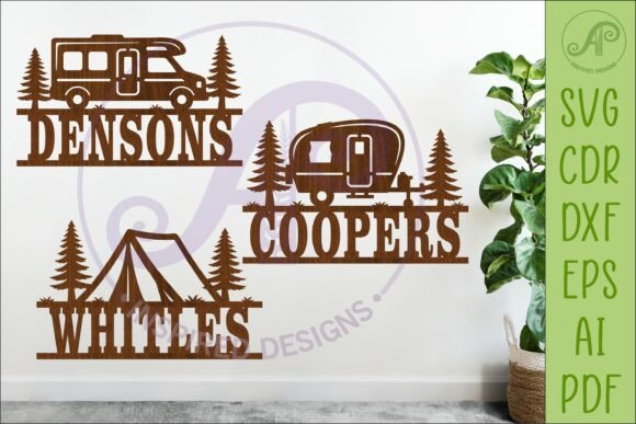 Camping Family Name Sign SVG, Bundle