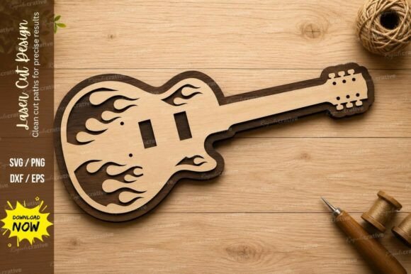 Classic Guitar Flame Laser Cut SVG: A Premium Design Asset