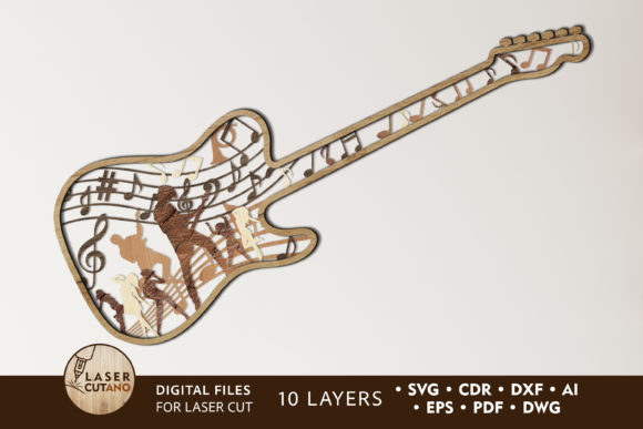 Creative Guitar Multilayer Laser Cut Design Files