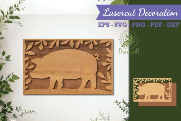 Creative Pig Lasercut Wall Decor SVG for Modern Designs