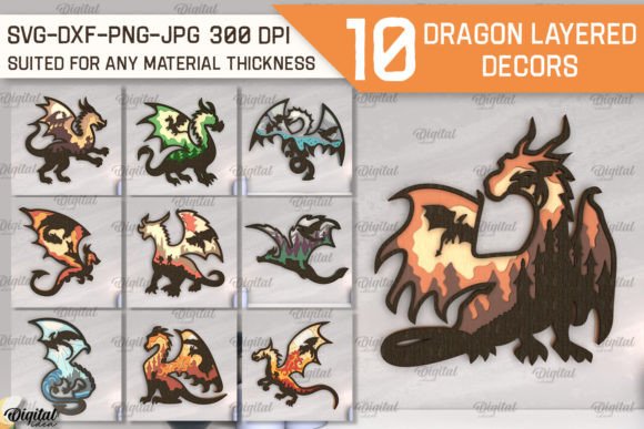 Dragon Layered Decor Laser Cut Bundle for Crafting