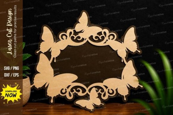 Elegant Butterfly Frame SVG for Laser Cutting