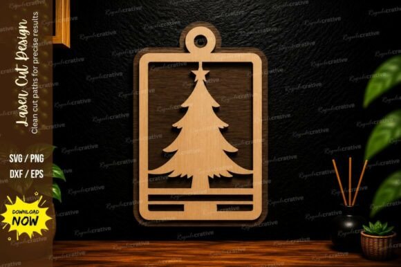Elegant Rectangle Christmas Ornament Laser Cut Designs