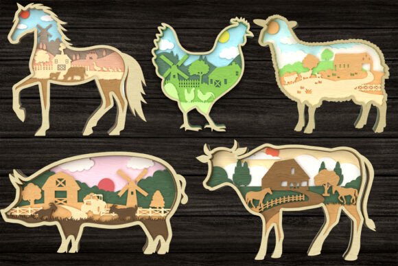 Farm Animal Scene Layered SVG Bundle