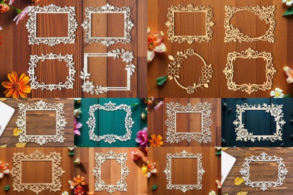Floral Photo Frame Laser Cut SVG Bundle for Crafters
