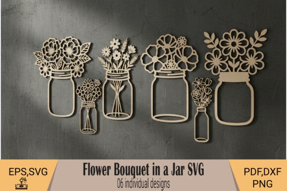 Flower Bouquet in a Jar SVG: Rustic Elegance for Your Crafts