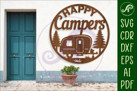 Happy Campers Caravan Wall Sign: A Digital Craft Template
