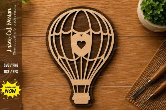 Hot Air Balloon SVG | Love Balloon Laser