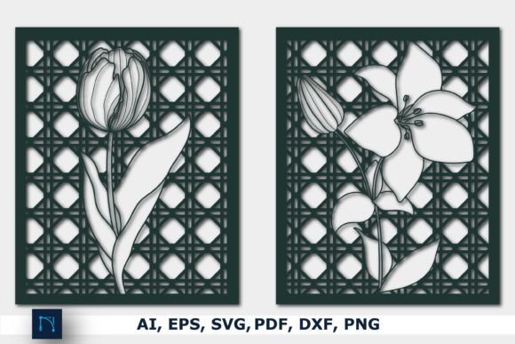 Laser Cut Floral Rattan Decor SVG Bundle