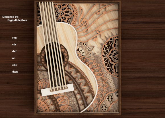 Layered Guitar Mandala Laser Cut Files: A Creative Design Asset