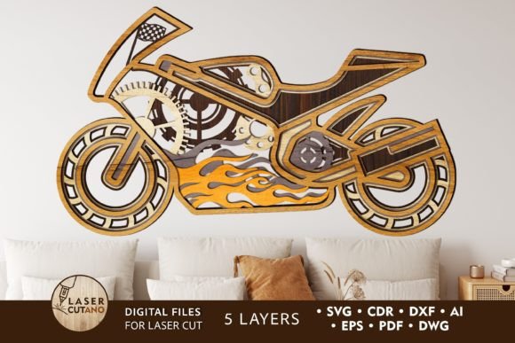 MOTO Laser Cut Wooden Wall Art for Biker