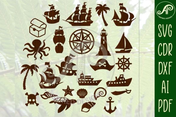 Nautical Designs: 26 Laser Cut Outs SVG for Creative Projects