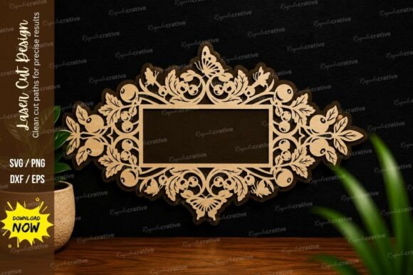 Ornamental Floral Nameplate Laser Cut
