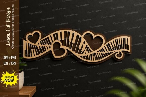 Piano Heart Border Laser Cut Svg Design