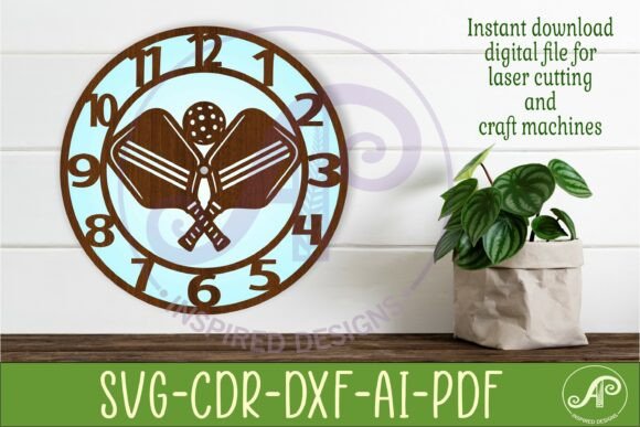 Pickleball Wall Clock SVG for Laser Craft Projects