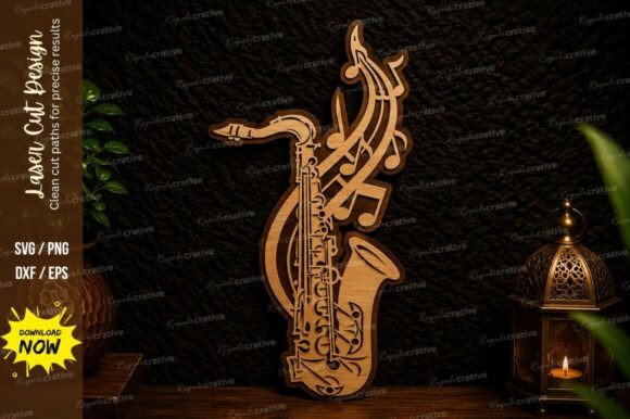 Saxophone Music Laser Cut SVG Design