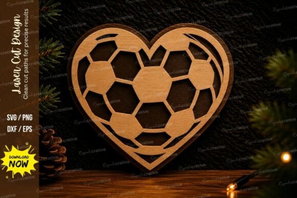Soccer Heart Ornament Laser Cut SVG: Perfect for Your Projects